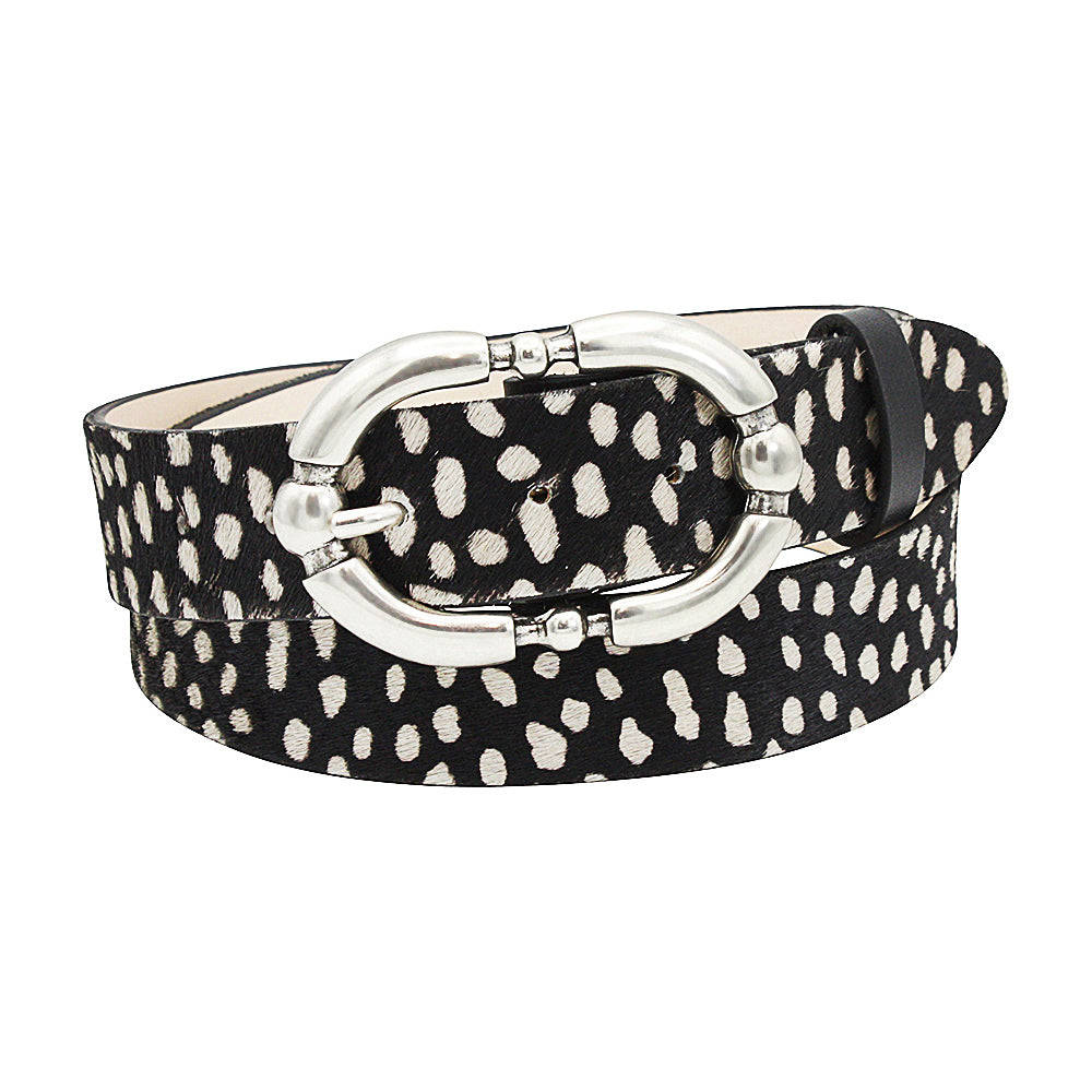 30mm Black Cowhide Belt With 30mm Detachable White Oval Diamante