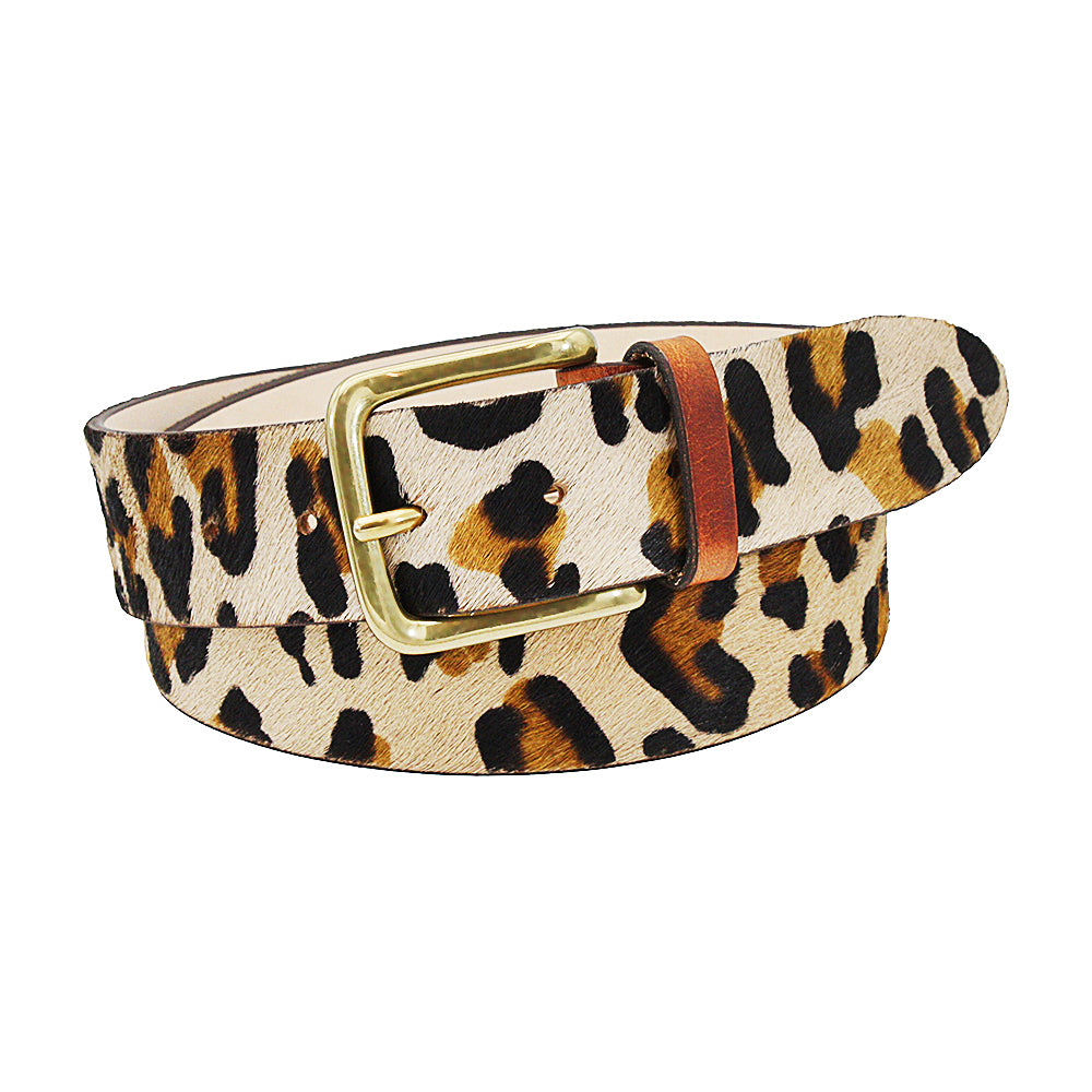 Leopard calf hair clearance belt